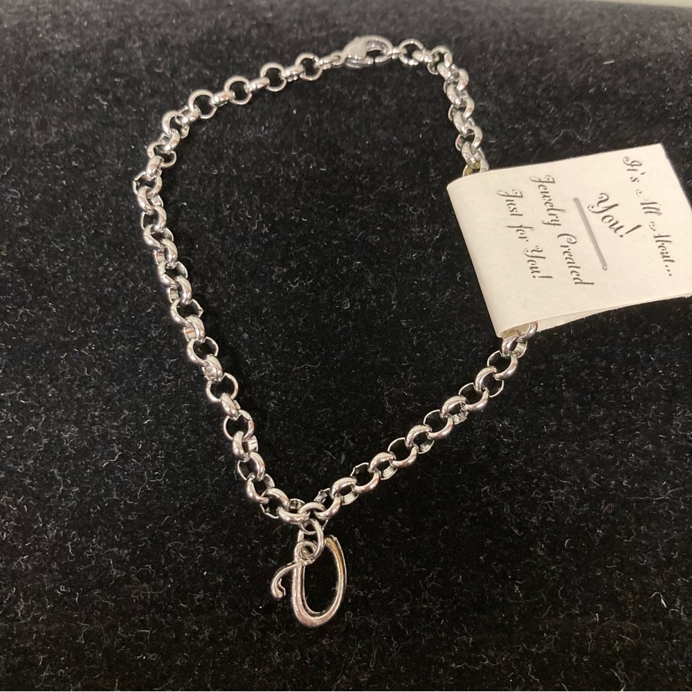 🧡$5 Bundled NWT Silver Initial U Charm Bracelet - Polished Chain